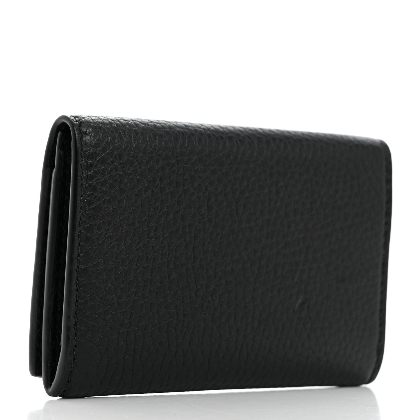 Grained Calfskin Logo Long Card Case Black
