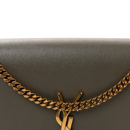 Saint Laurent Grain De Poudre Medium Classic Monogram Kate Satchel Earth Grey 6 of 8