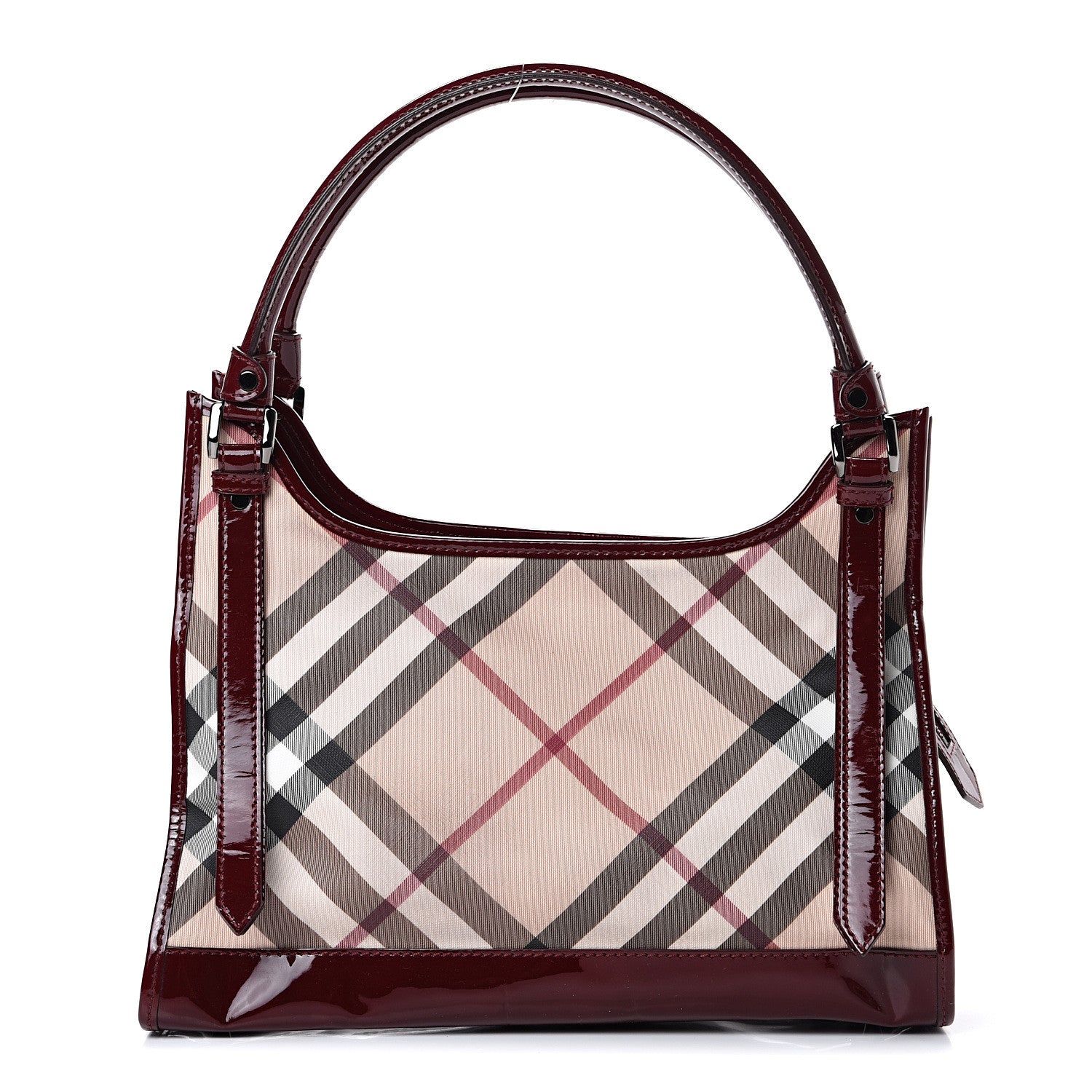 Burberry Patent Supernova Check Ashmore Tote Red 1 of 15