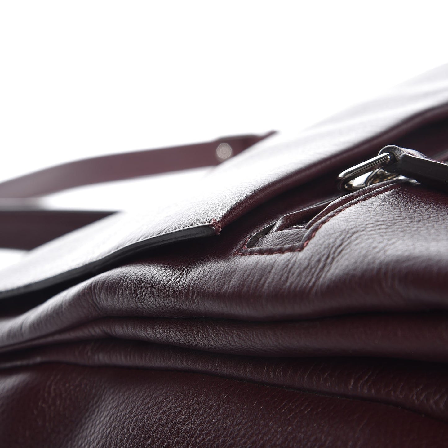 Grained Calfskin Medium Pandora Pure Flap Bag Aubergine