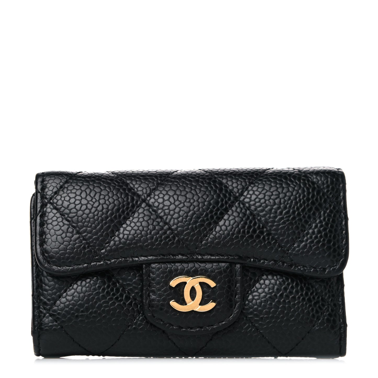 Caviar Quilted 6 Key Holder Black
