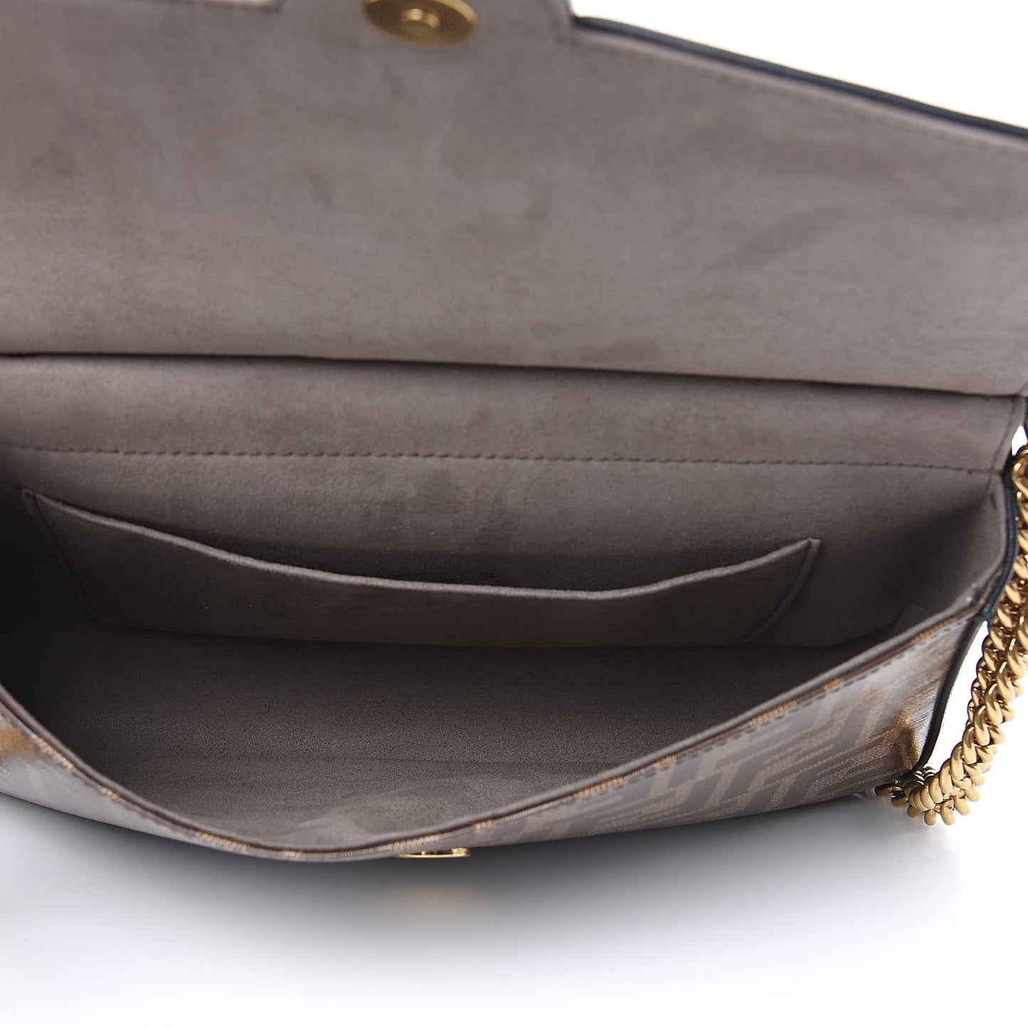 Vitello Grace Glazed Fabric FF 1974 Double F Shoulder Bag Black Mogano Panna
