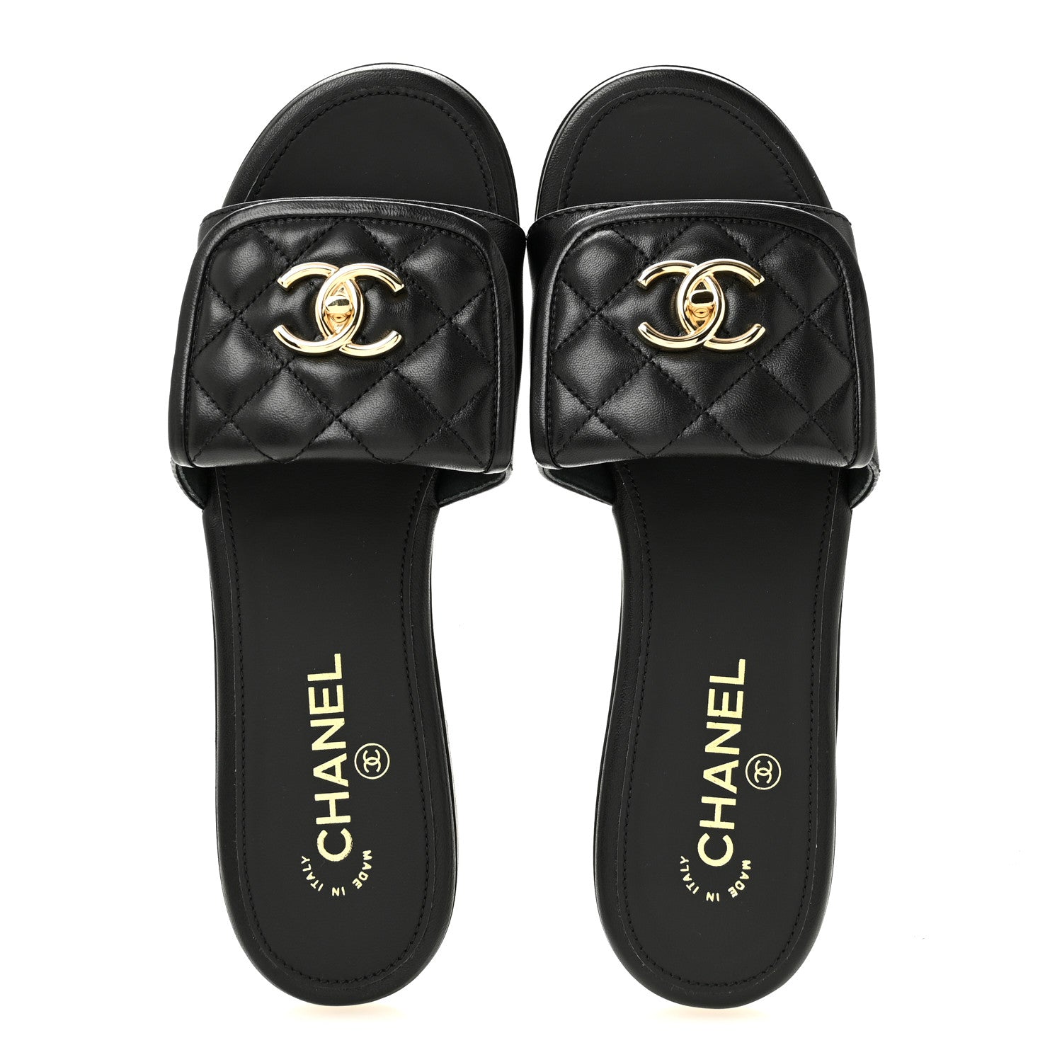 Chanel Lambskin Quilted Turnlock Flat Mules 39 Black 2 of 10