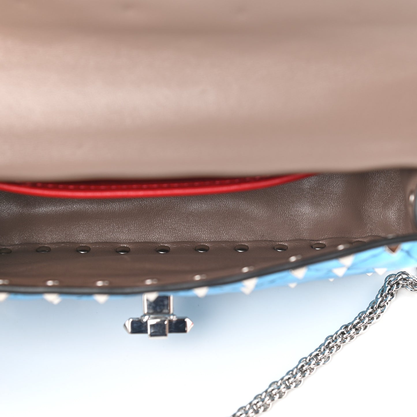 Metallic Nappa Small Rockstud Spike Shoulder Bag Cerulean