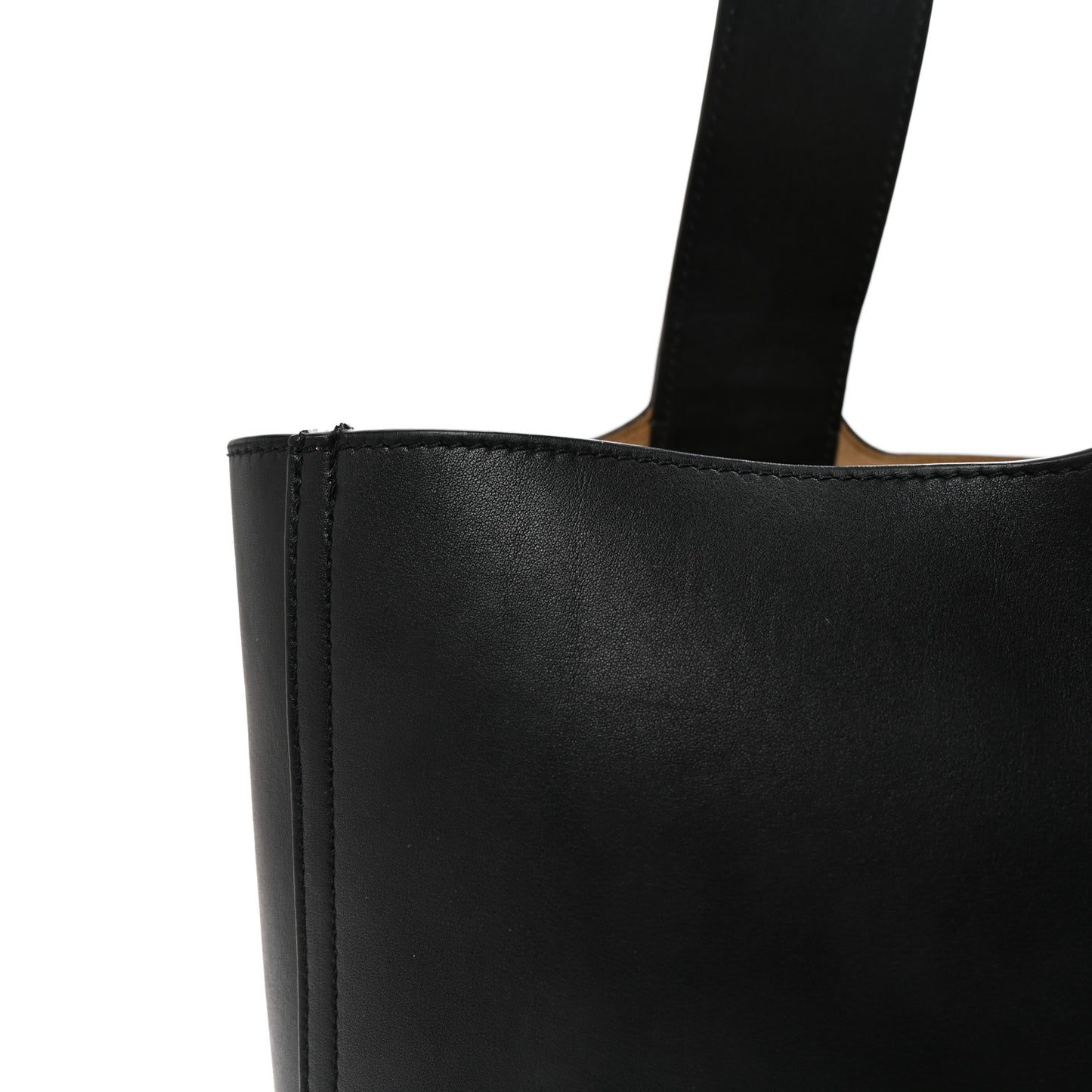 Smooth Calfskin Medium Pebble Bucket Bag Black