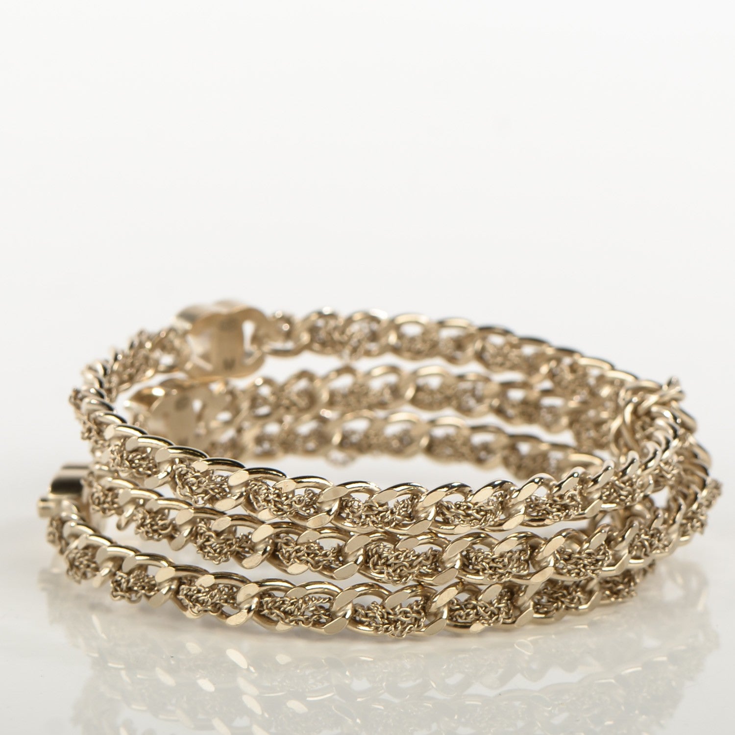 Chanel Chain Bangle Set of 3 Light Gold Medium 3 of 6