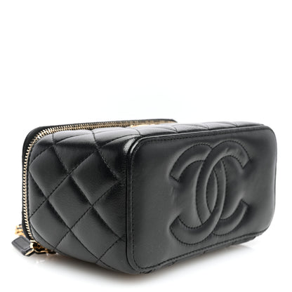 Chanel Lambskin Quilted Pearl Crush Small Vanity Case With Chain Black 4 of 11
