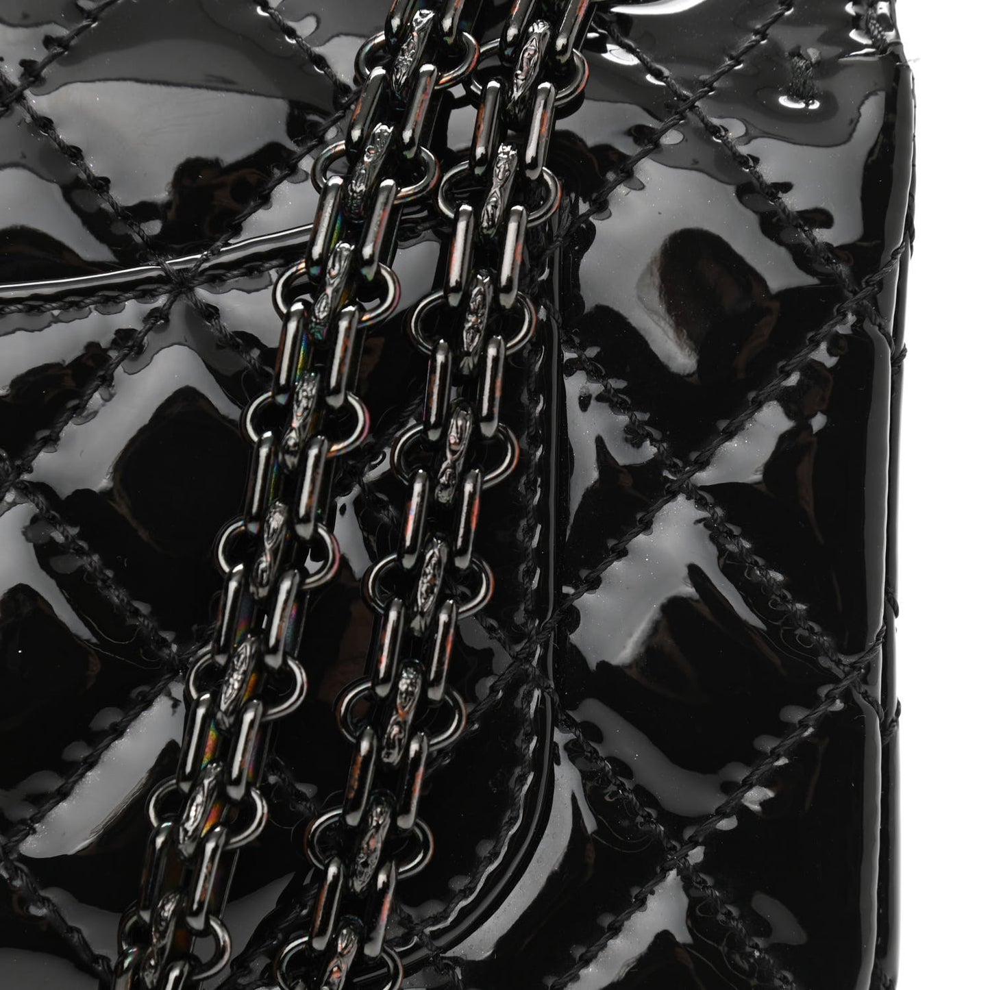 Patent Calfskin Quilted 2.55 Reissue Mini Flap So Black