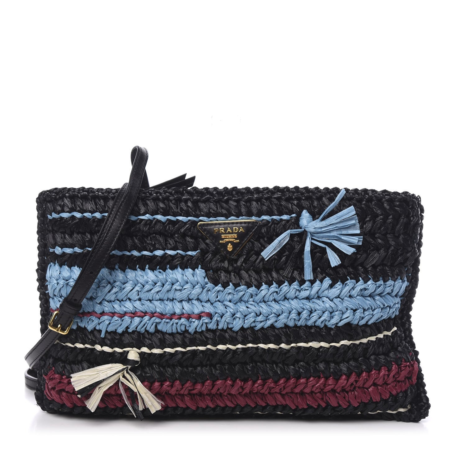 Raffia Woven Crossbody Black