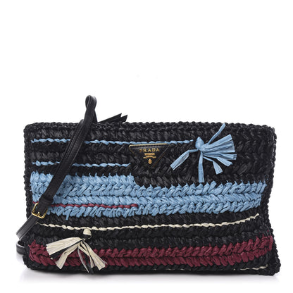 Prada Raffia Woven Crossbody Black 1 of 10