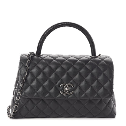 Chanel Caviar Lizard Quilted Small Coco Handle Flap Black 1 of 10