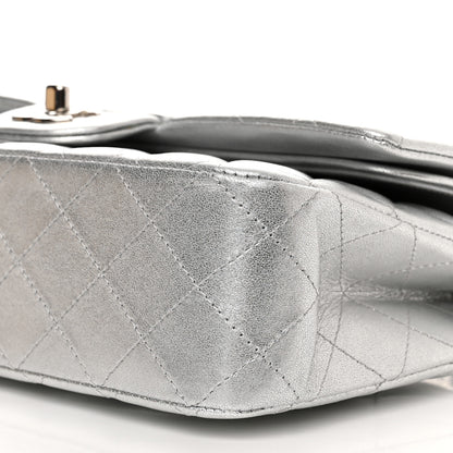 Chanel Metallic Lambskin Quilted Medium Double Flap Silver 10 of 11