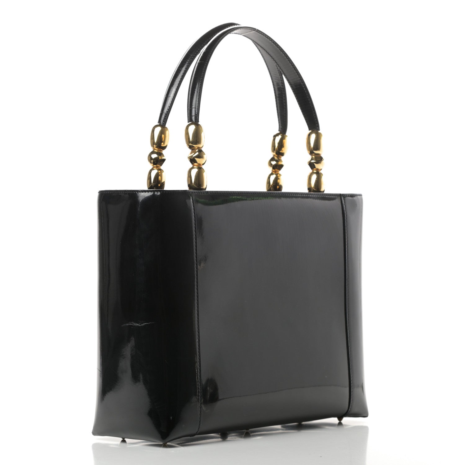 Christian Dior Patent Gold Beaded Malice Tote Black 3 of 14