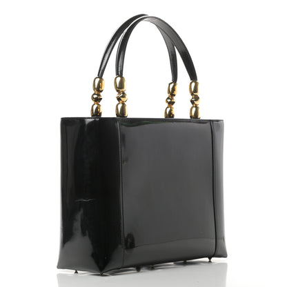 Christian Dior Patent Gold Beaded Malice Tote Black 3 of 14