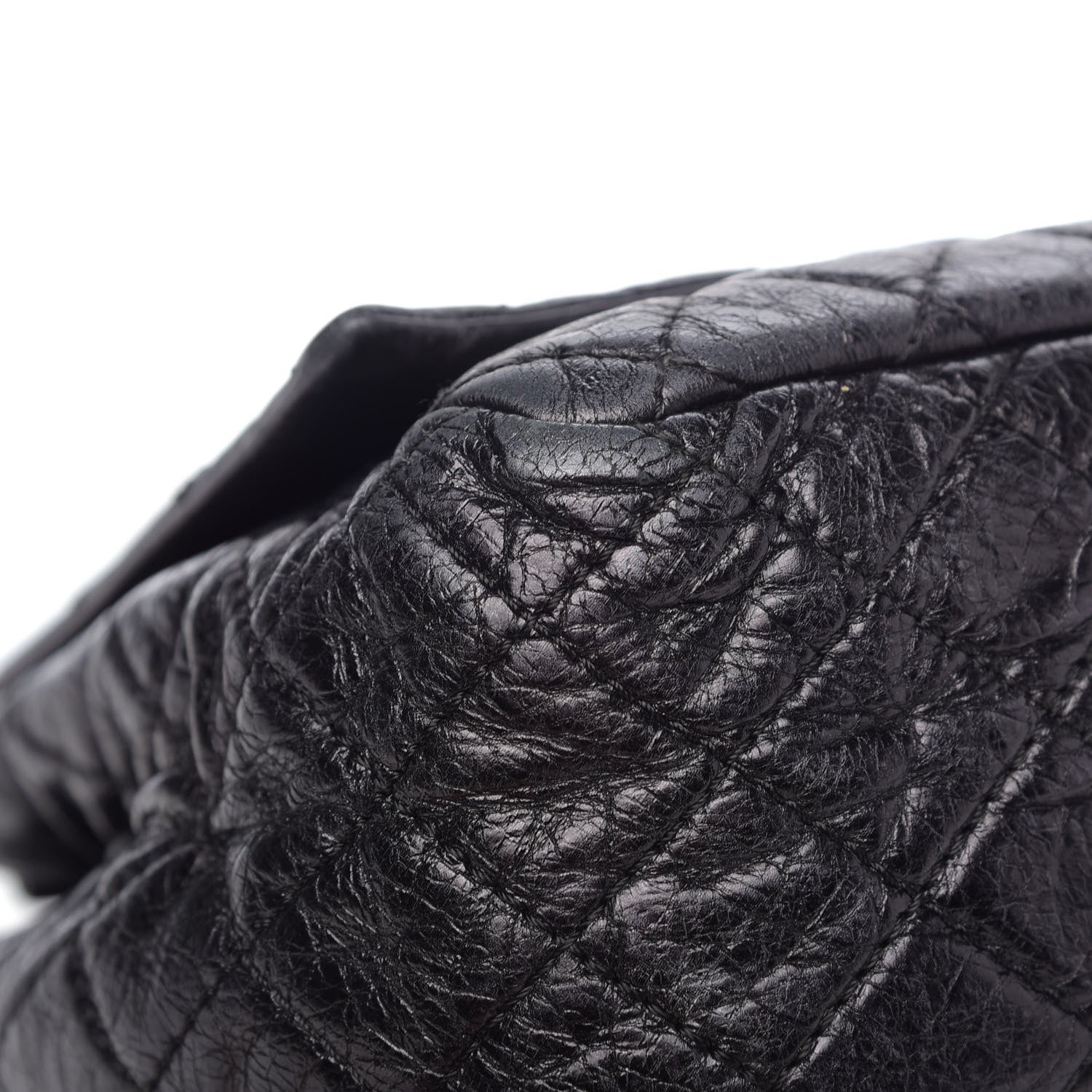 Chanel Metallic Aged Calfskin Quilted Reissue 2.55 Accordion Flap Black 9 of 13