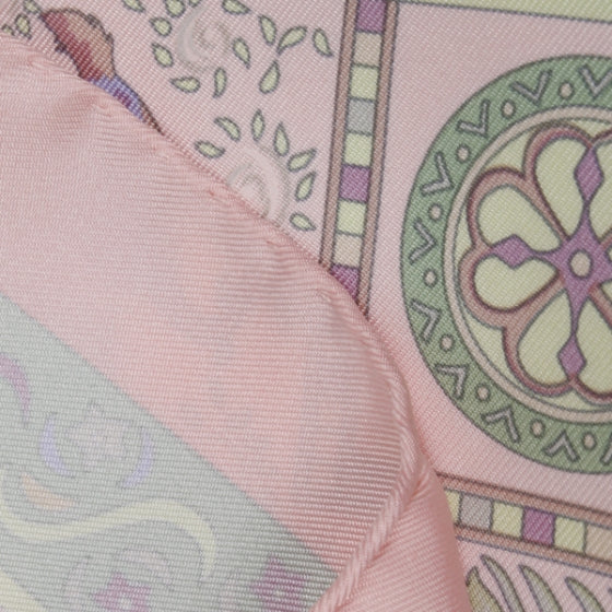Hermes Silk Forces de la Vie Pocket Square Scarf Pink 3 of 5