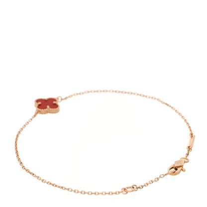 Van Cleef & Arpels 18K Rose Gold Carnelian Sweet Alhambra Bracelet 3 of 7