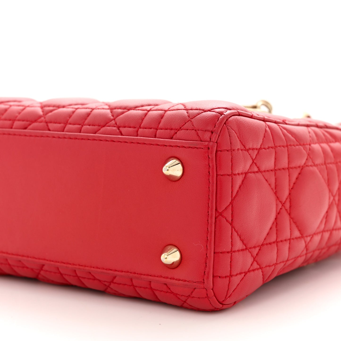 Lambskin Cannage Small Lucky Badges My Lady Dior Red