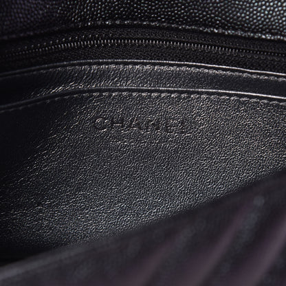 Chanel Metallic Caviar Chevron Quilted Mini Rectangular Flap Black 6 of 9