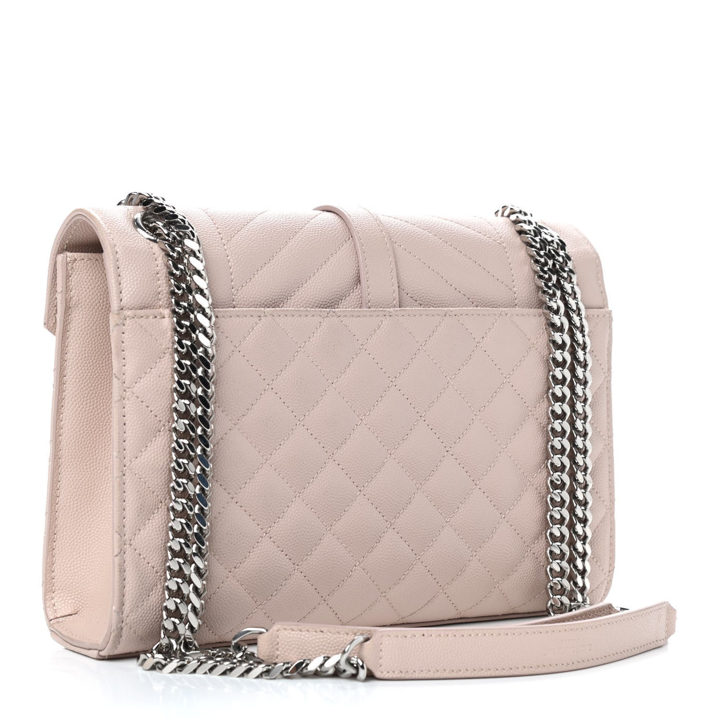 Grain De Poudre Textured Mixed Matelasse Medium Triquilt Monogram Satchel Marble Pink