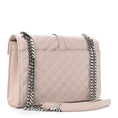 Saint Laurent Grain De Poudre Textured Mixed Matelasse Medium Triquilt Monogram Satchel Marble Pink 3 of 9