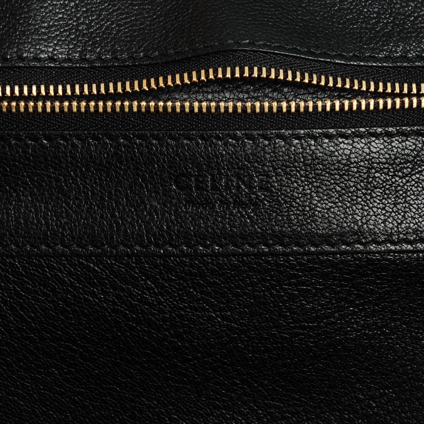 Goatskin Horizontal Zipper Gusset Cabas Black
