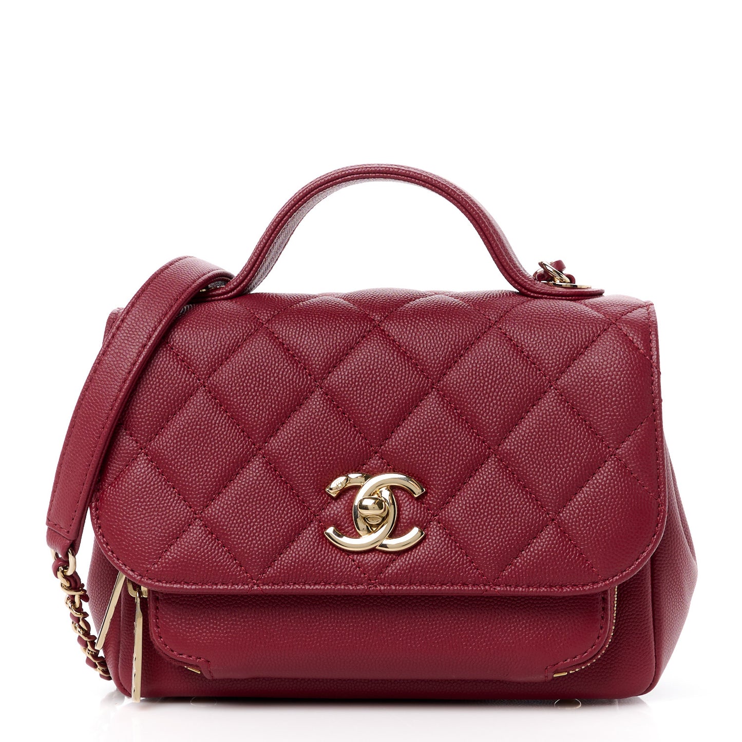 Caviar Quilted Small Business Affinity Flap Red