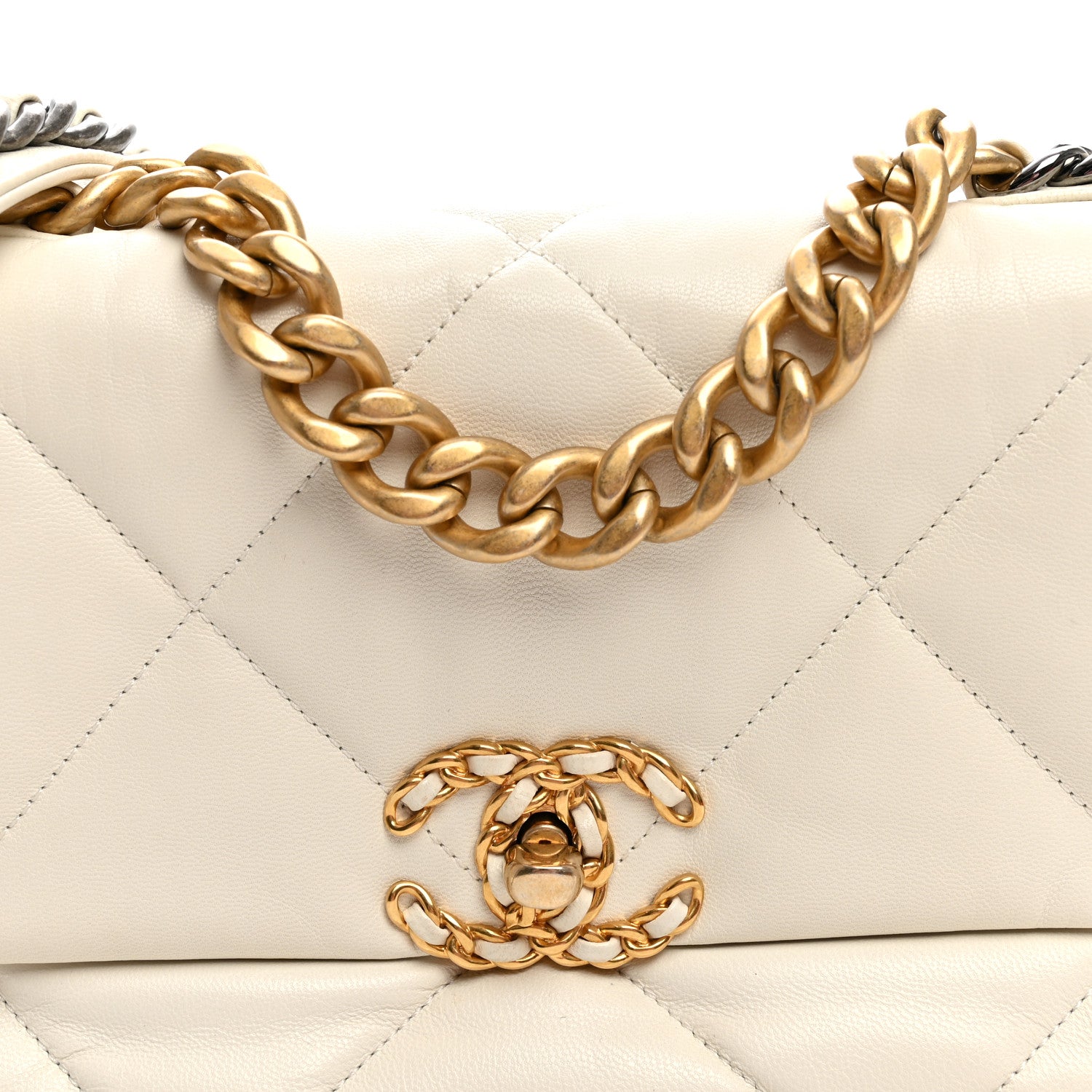 Chanel Lambskin Quilted Medium Chanel 19 Flap  White 7 of 10