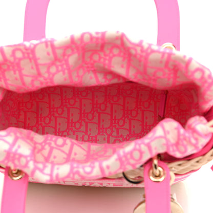 Christian Dior Wicker Oblique Medium Lady Dior Bag Fluorescent Pink 5 of 12