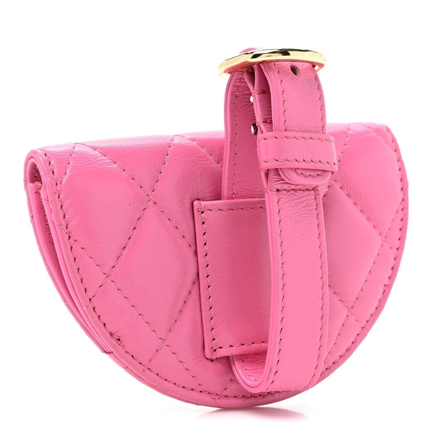 Chanel Shiny Crumpled Lambskin Flap Coin Purse Bracelet Pink 3 of 9