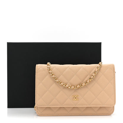 Chanel Caviar Quilted Wallet On Chain WOC Beige 15 of 15