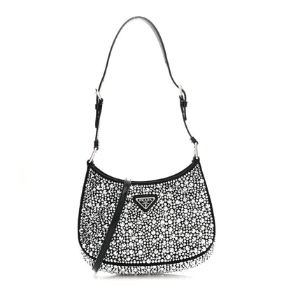 Prada Satin Crystal Cleo Adjustable Strap Shoulder Bag Metal 1 of 13