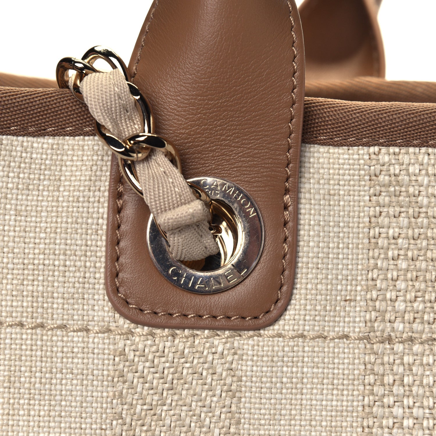 Chanel Mixed Fibers Striped Medium Deauville Tote Beige 5 of 5