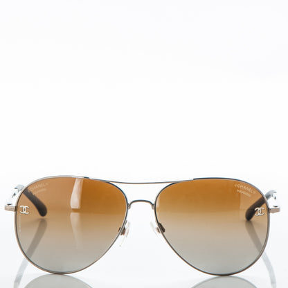 Chanel Polarized CC Aviator Sunglasses 4189-T-Q Brown 2 of 6