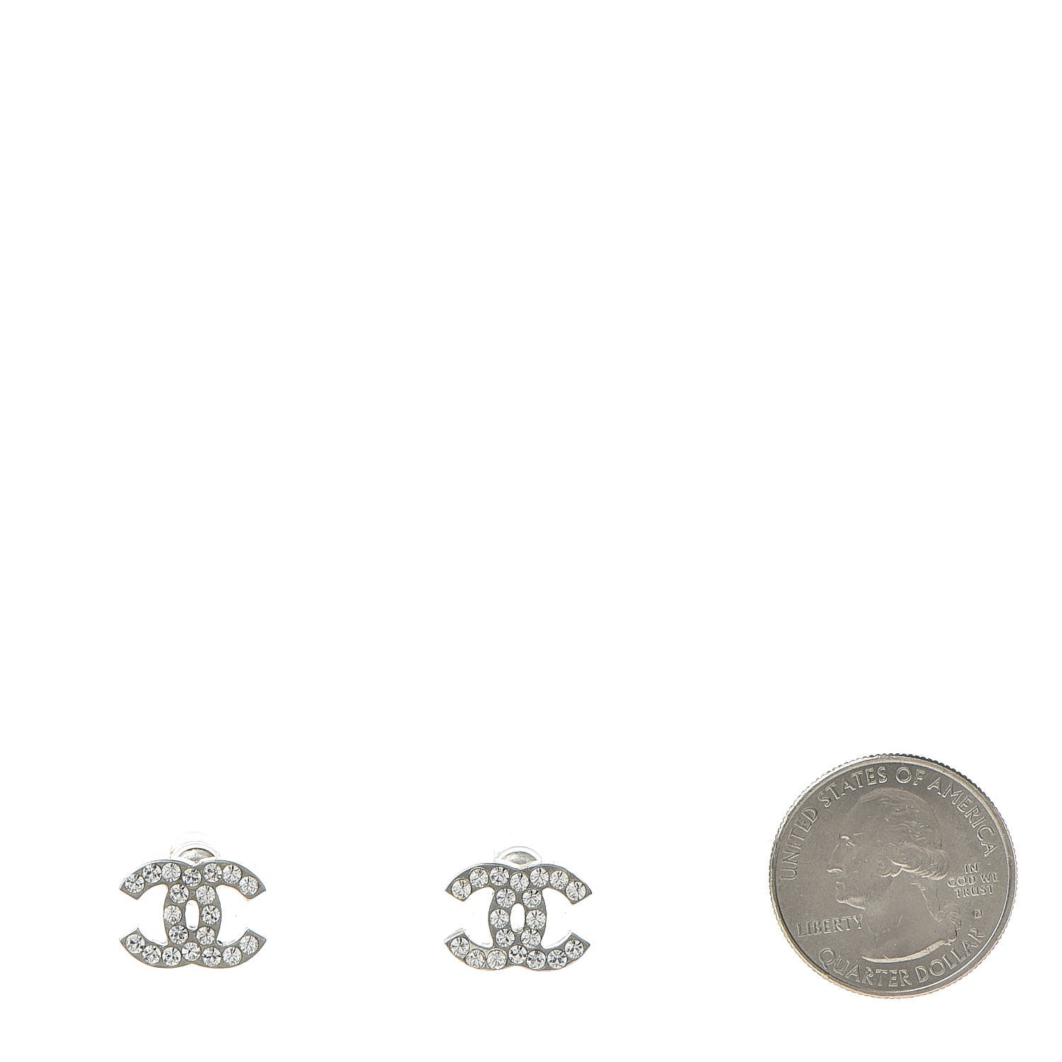 Chanel Crystal Timeless CC Earrings Silver 2 of 6