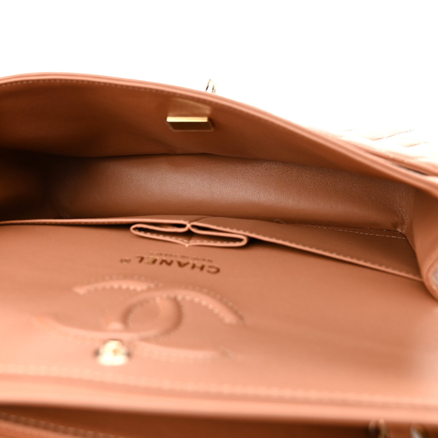 Lambskin Quilted Small Double Flap Brown