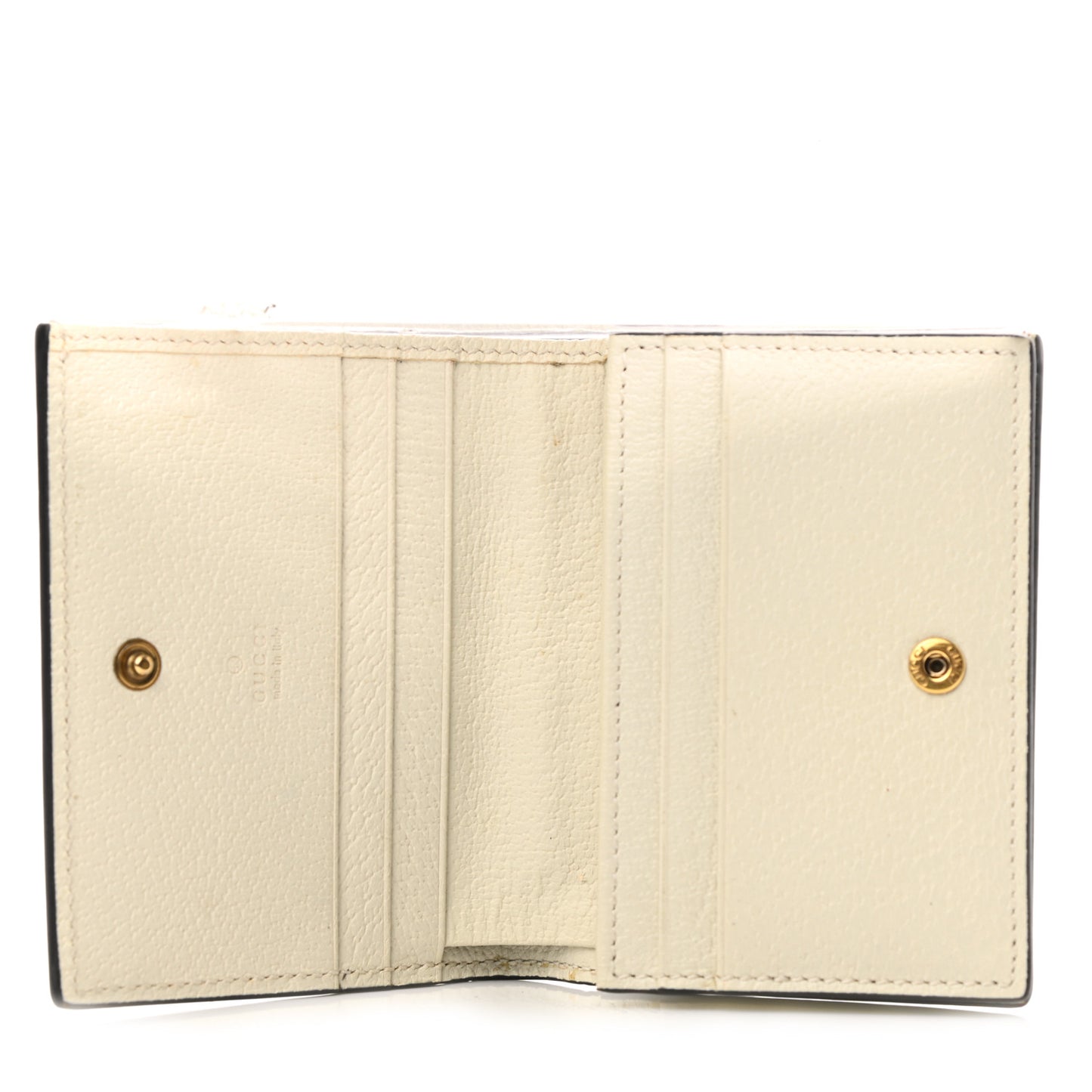 GG Supreme Monogram Web Queen Margaret Card Case Wallet Beige Mystic White
