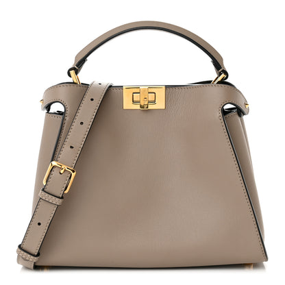 Fendi Vitello Tahiti Burro Medium Peekaboo Iconic Essentially Satchel Tortora Black 1 of 12