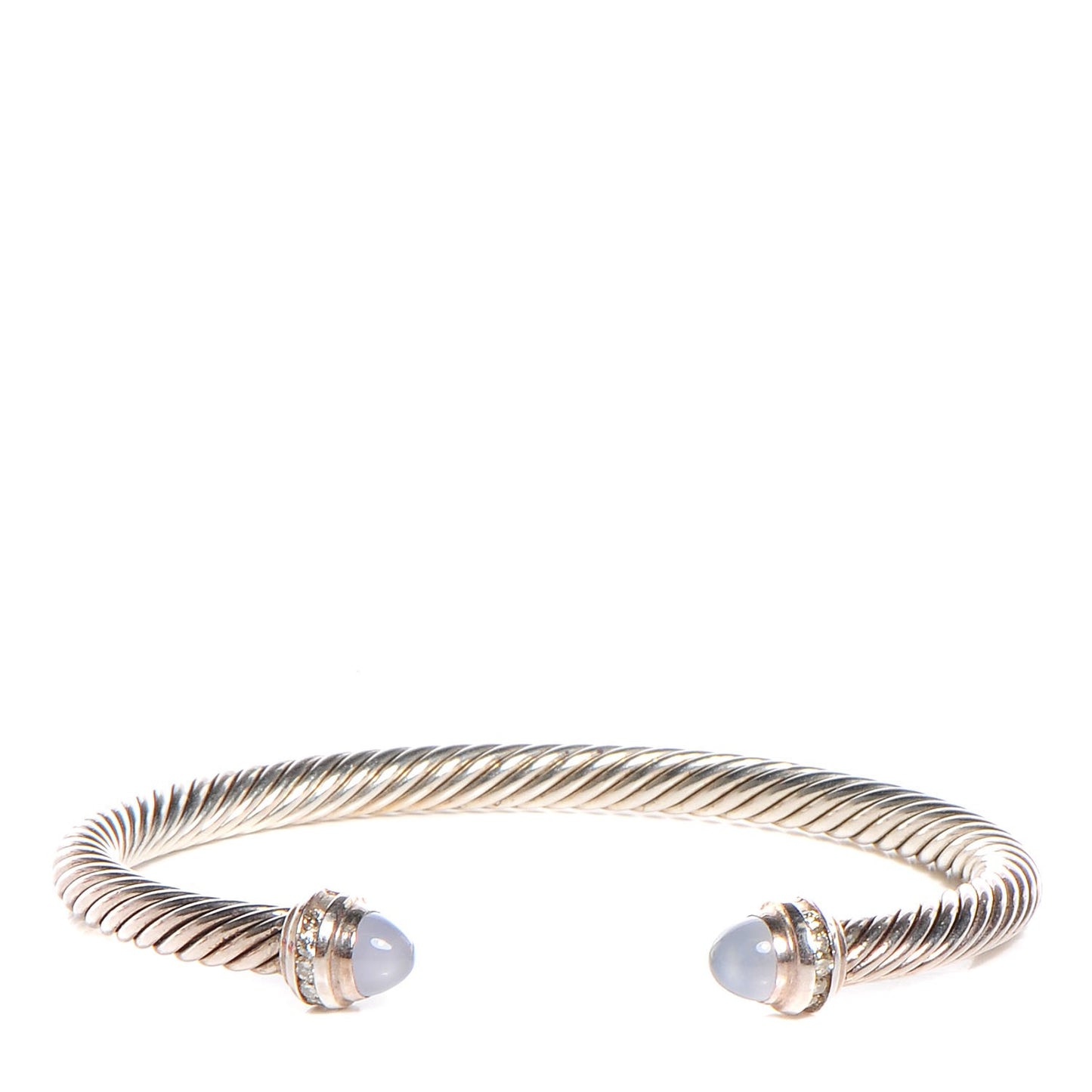 Sterling Silver Purple Chalcedony Diamond 5mm Cable Classics Bracelet