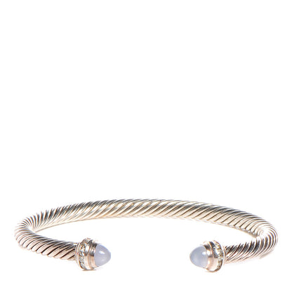 David Yurman Sterling Silver Purple Chalcedony Diamond 5mm Cable Classics Bracelet 1 of 5