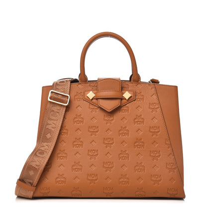 MCM Calfskin Ottomar Monogram Medium Essential Tote Cognac 1 of 9