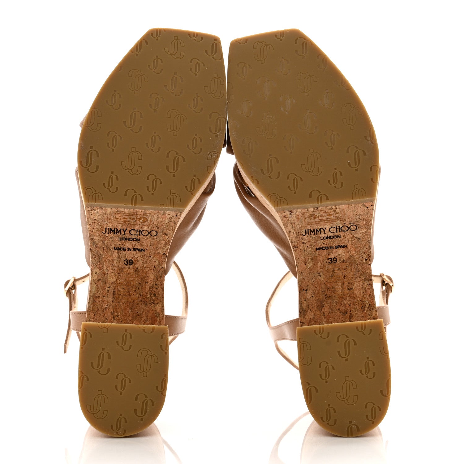 Jimmy Choo Nappa Cork Heloise 95 Platform Wedge Sandals 39 Biscuit 5 of 7