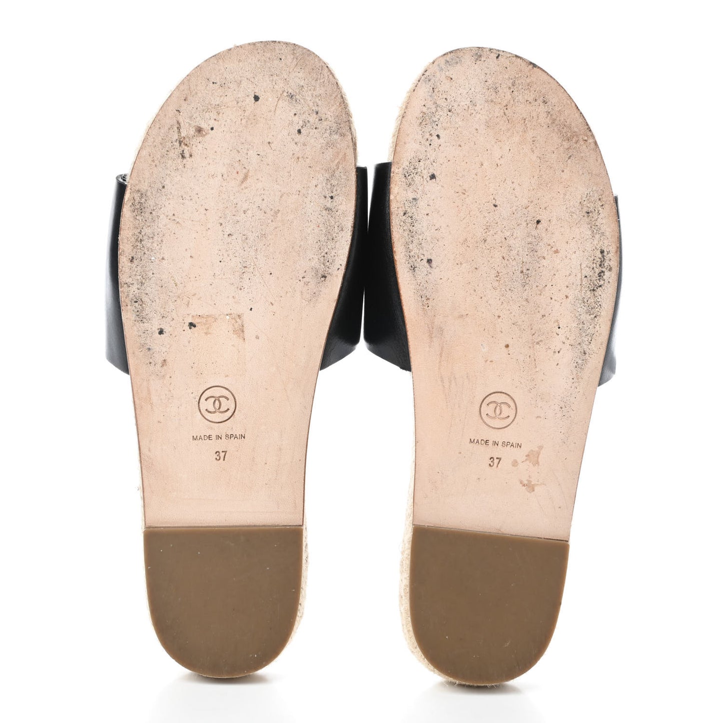 Calfskin Gripoix CC Espadrille Slip On Sandals 37 Black
