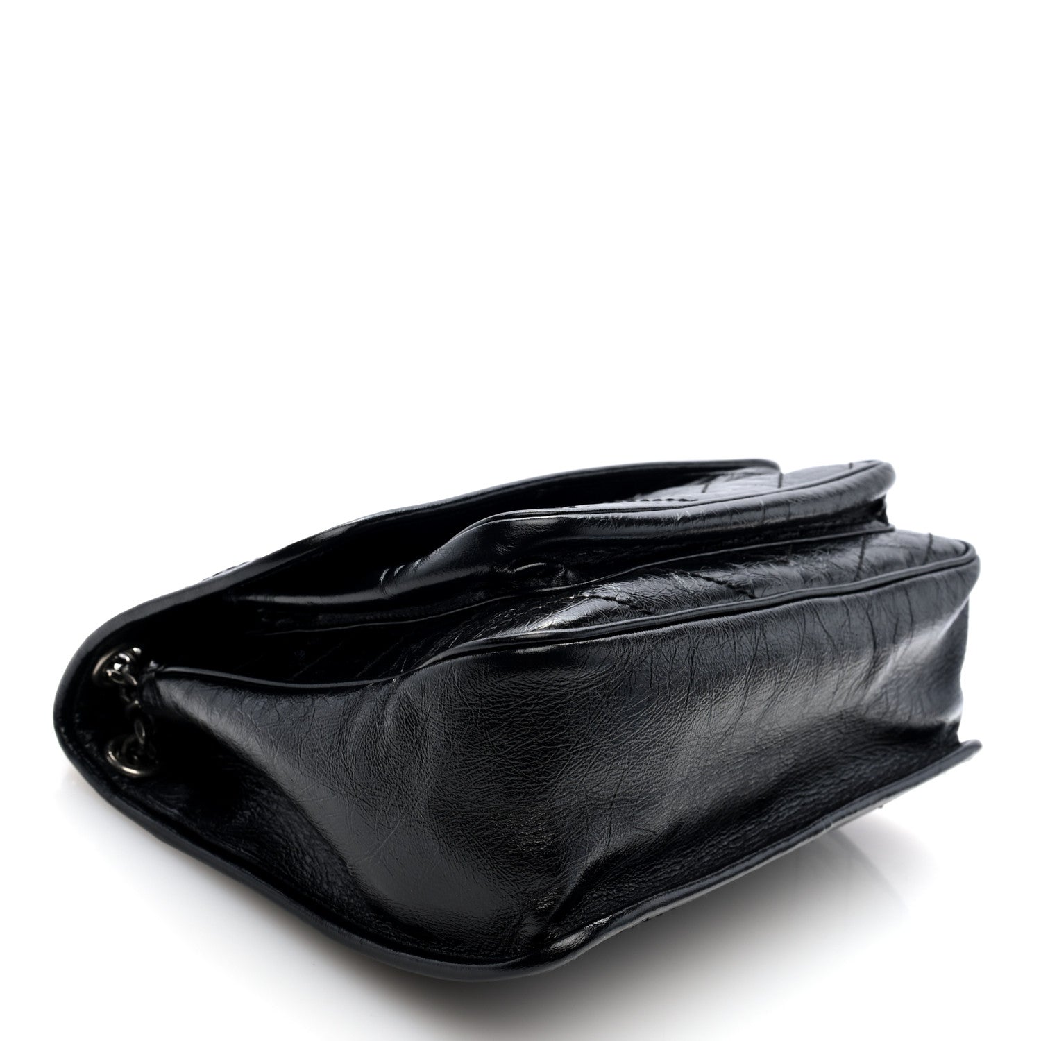 Saint Laurent Crinkled Calfskin Matelasse Monogram Medium Niki Chain Satchel Black 4 of 9