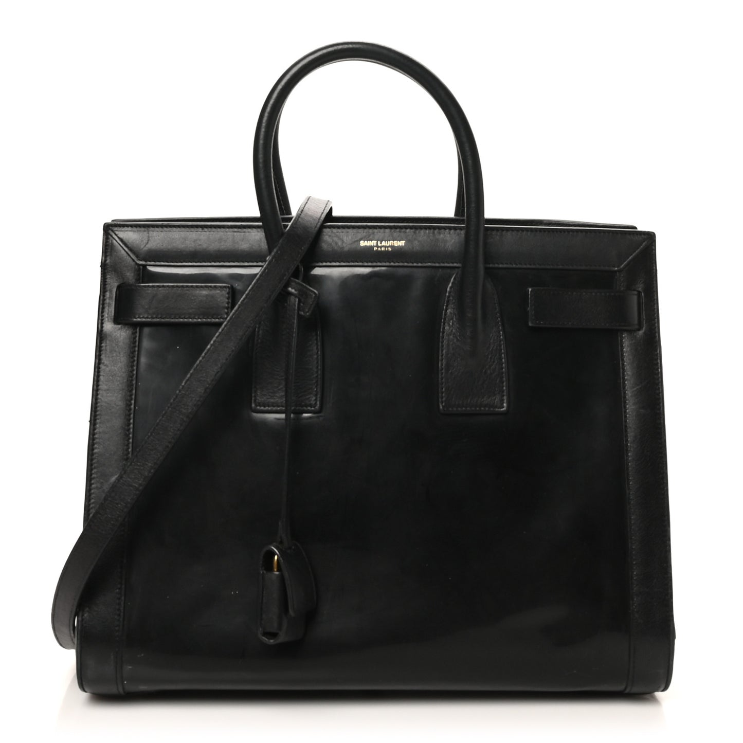 Patent Calfskin Small Sac de Jour Black