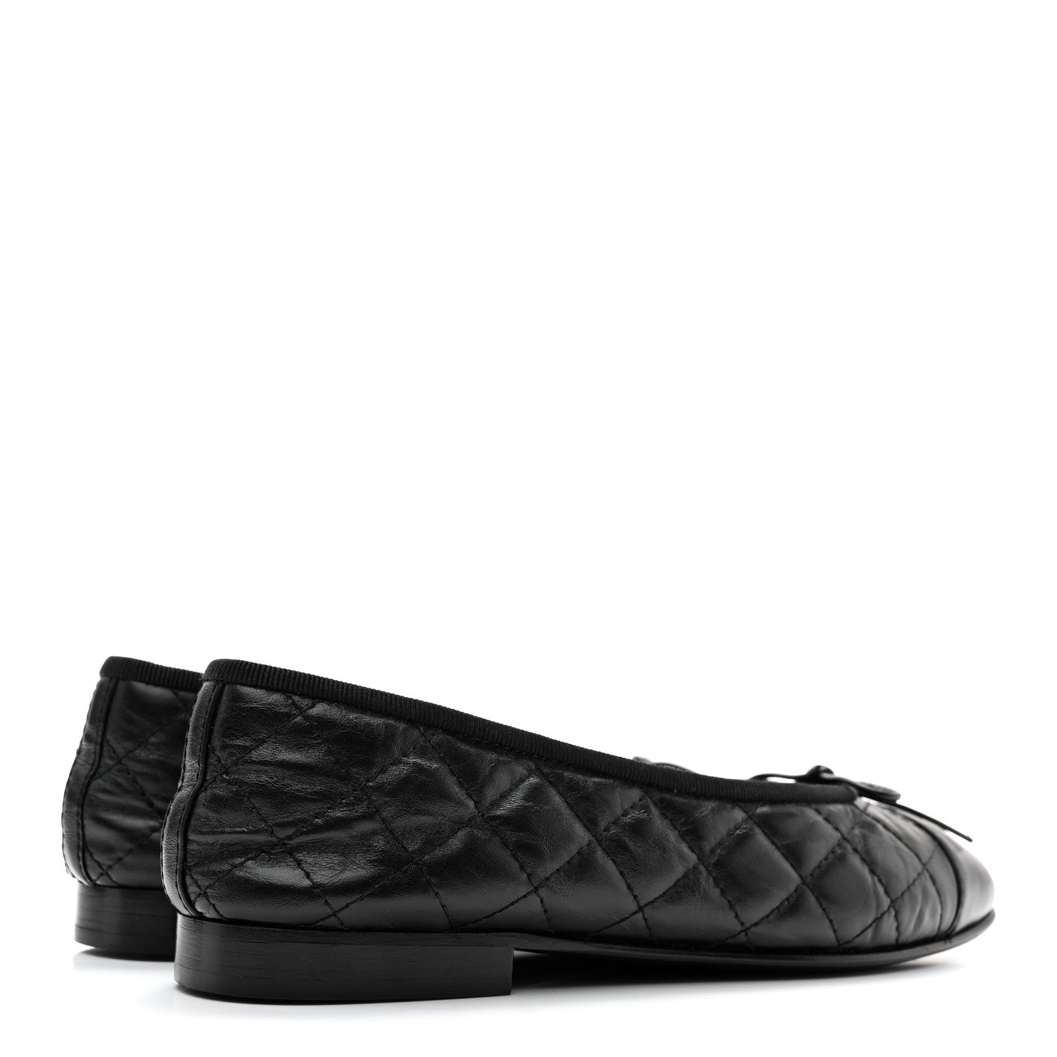Chanel Aged Calfskin Quilted CC Cap Toe Ballerina Flats 36 Black 4 of 10