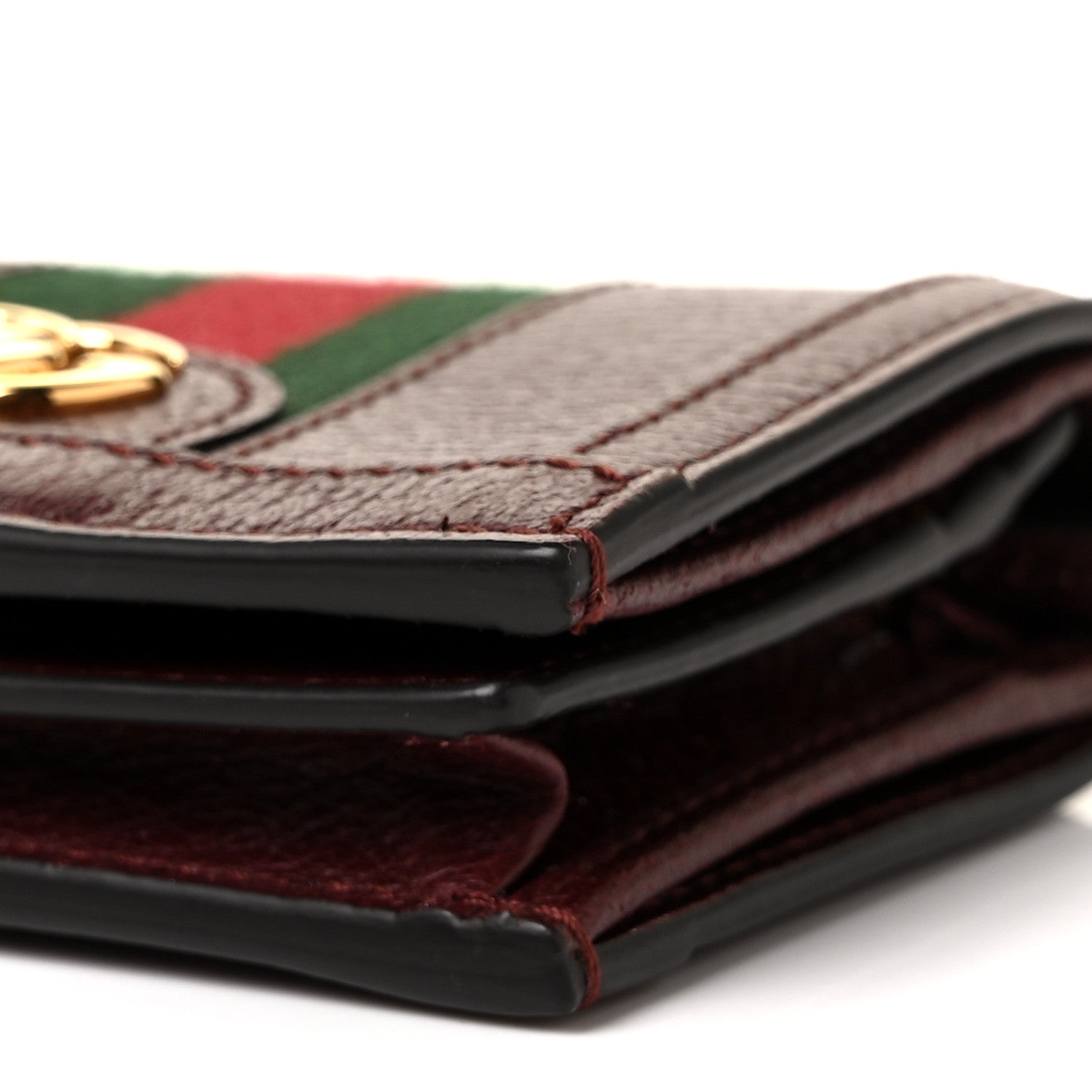 Gucci Textured Calfskin Web Ophidia Card Case Vintage Bordeaux 8 of 9