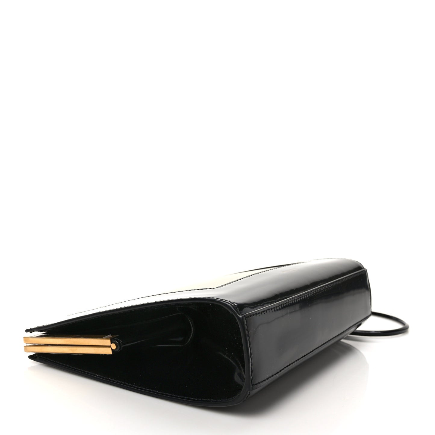 Nappa Patent Calfskin Two-Toned Gaia Shoulder Bag Sea Salt Black