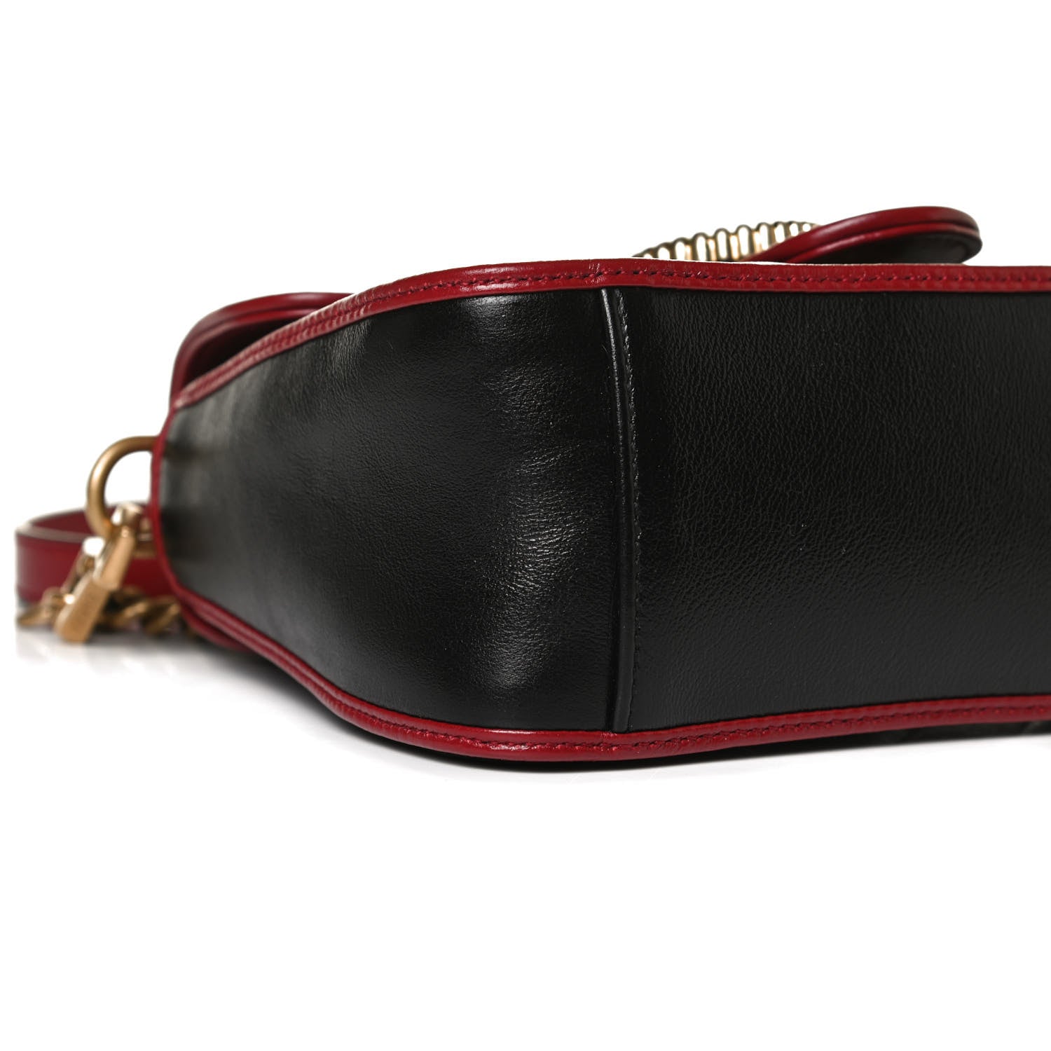 Gucci Vintage Effect Calfskin Matelasse Diagonal Small Torchon GG Marmont Top Handle Shoulder Bag Black Romantic Cherry 8 of 13