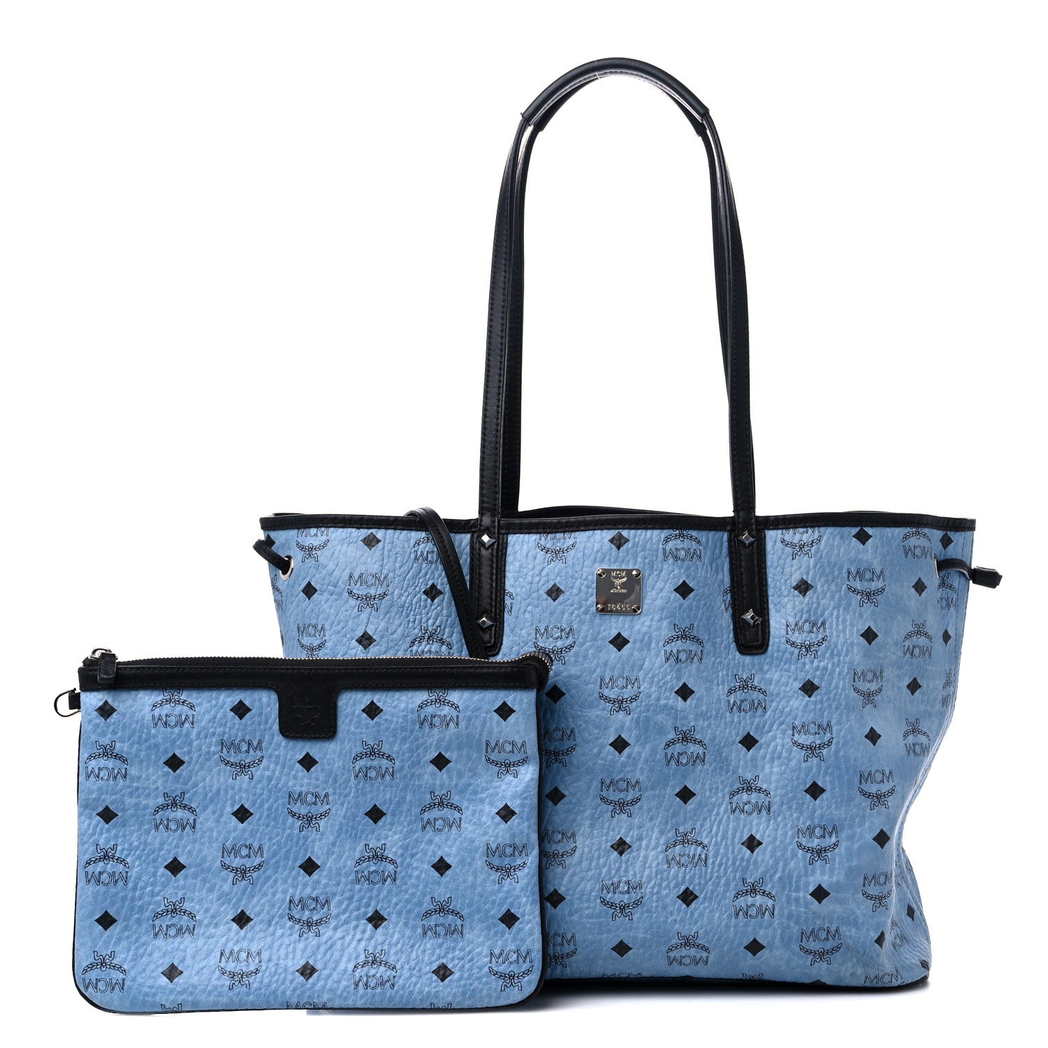 MCM Visetos Large Project Reversible Shopper Tote Munich Blue 1 of 21